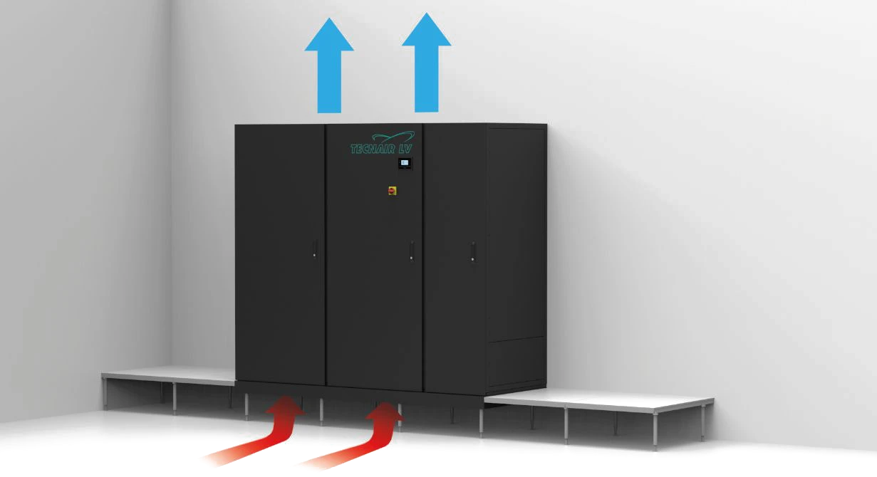 Schnittbild Upflow mit Ansaugung aus dem Doppelboden